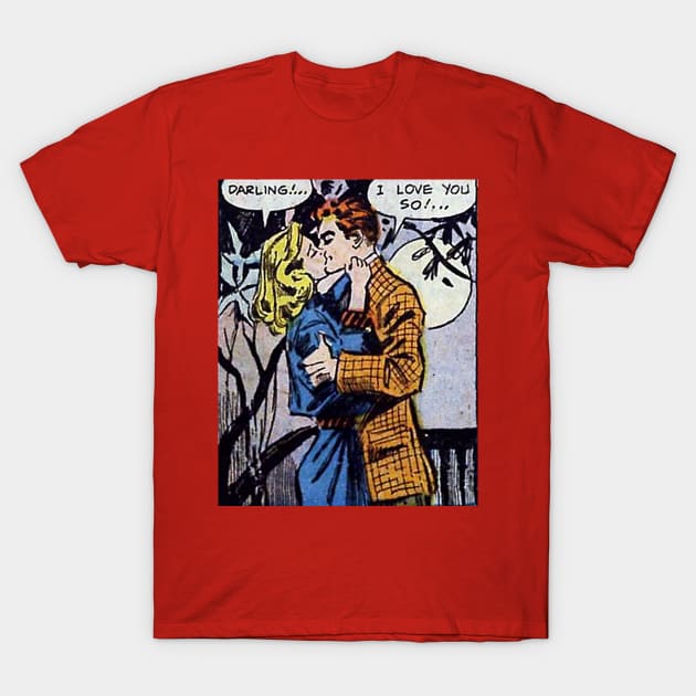 Two lovers kissing in the moonlight T-Shirt by Comic Dzyns